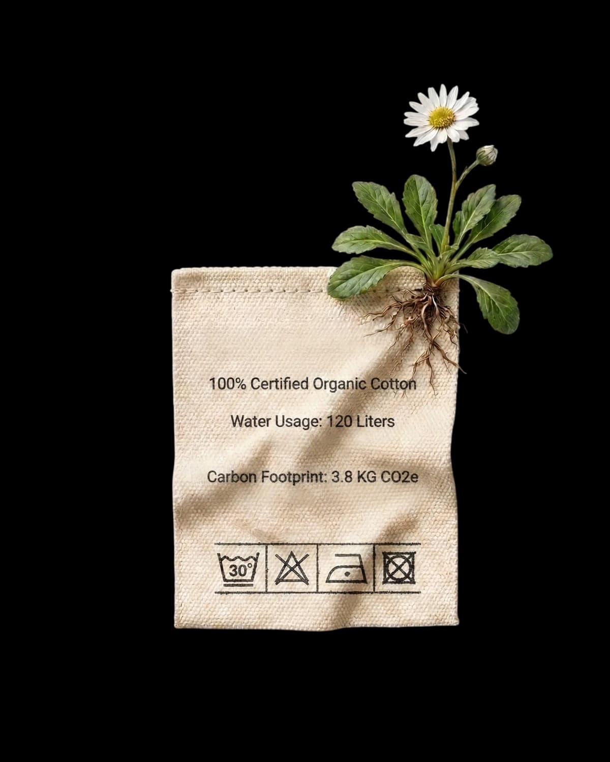 Care label with flower